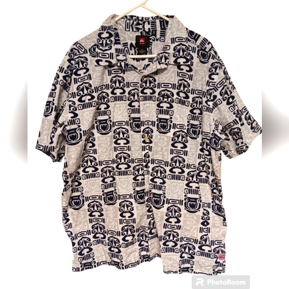 Quicksilver Mens Hawaiian Short Sleeve Shirt EUC